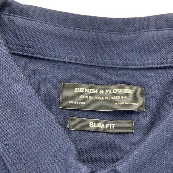 Denim & Flower Shirt‎ Mens Extra Large XL Navy Slim Fit Long Sleeve Button Down - Picture 6 of 10